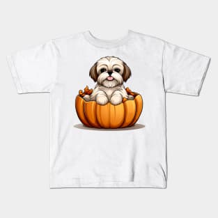 Shih Tzu Dog inside Pumpkin #1 Kids T-Shirt